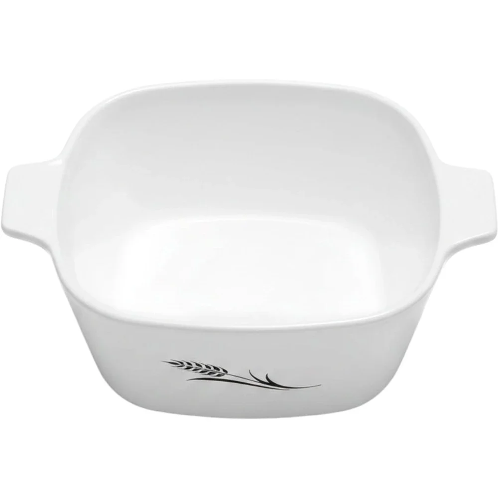 Corning Ware Wheat Casserole Dish 1.75 Qt White Square Baker W-1 3/4-B USA‎ Made